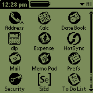 PalmPilot screen with DLPilot Icon